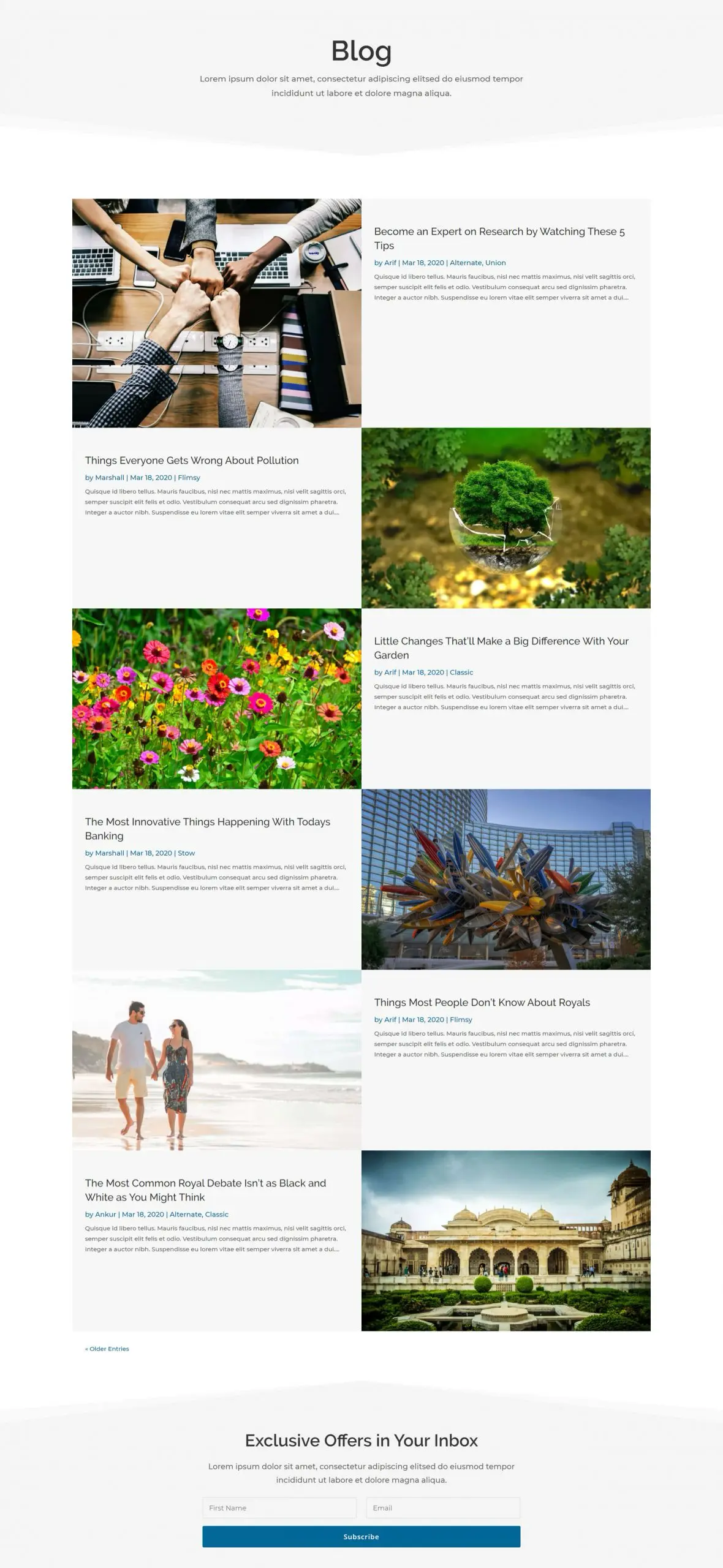 Alternate Divi blog page layout