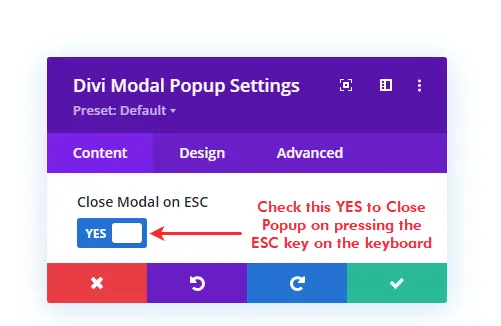 Closing modal on ESC key option
