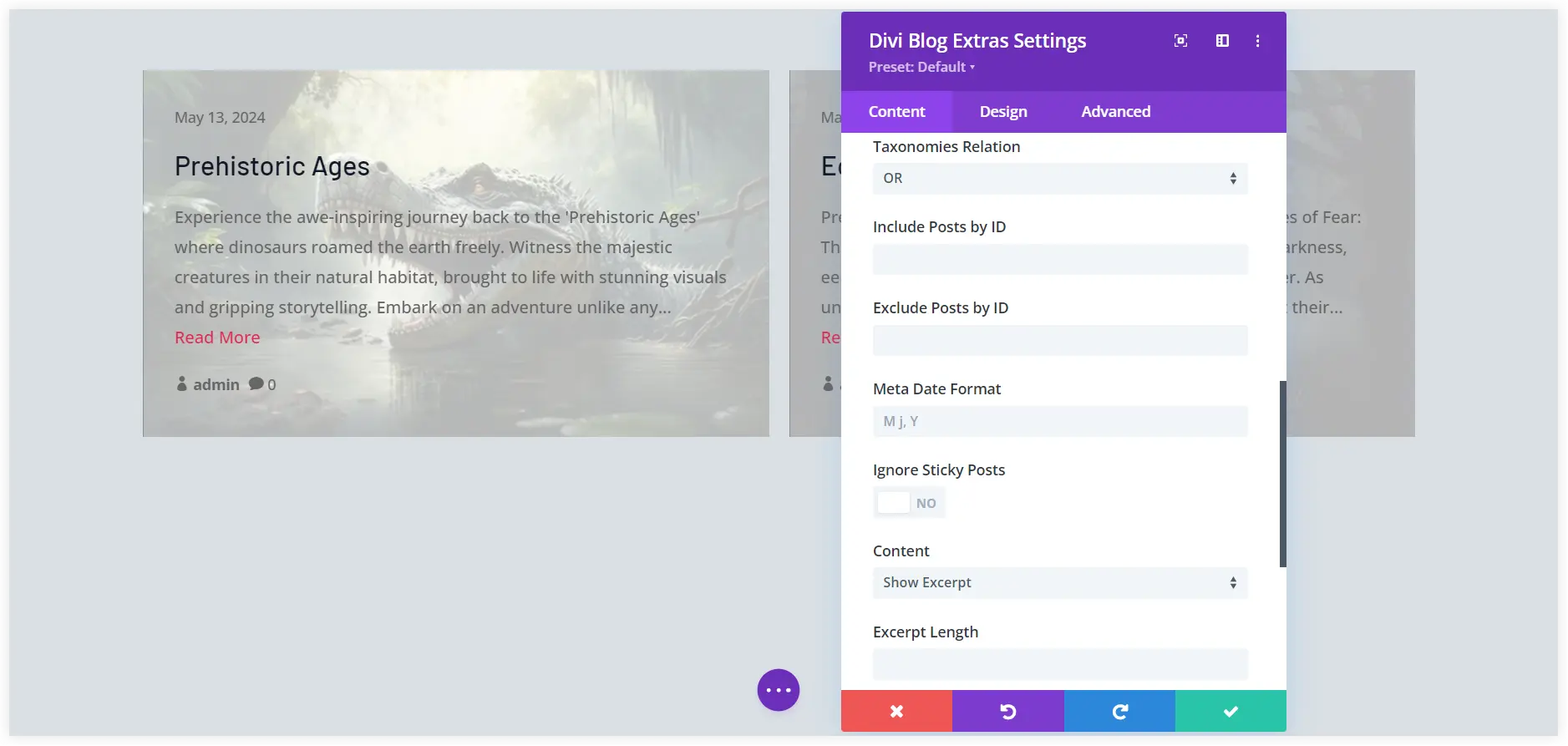 Show Divi custom post slider excerpt