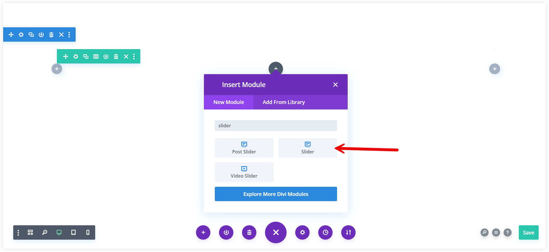 Divi slider module for pricing table