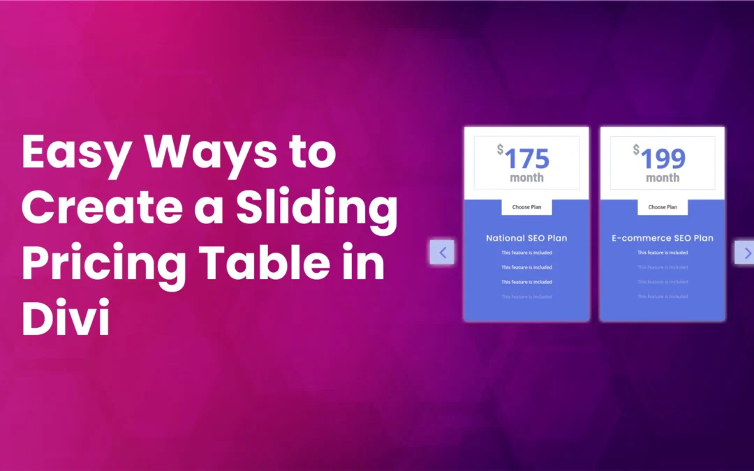 How to Create a Pricing Table Slider with Divi