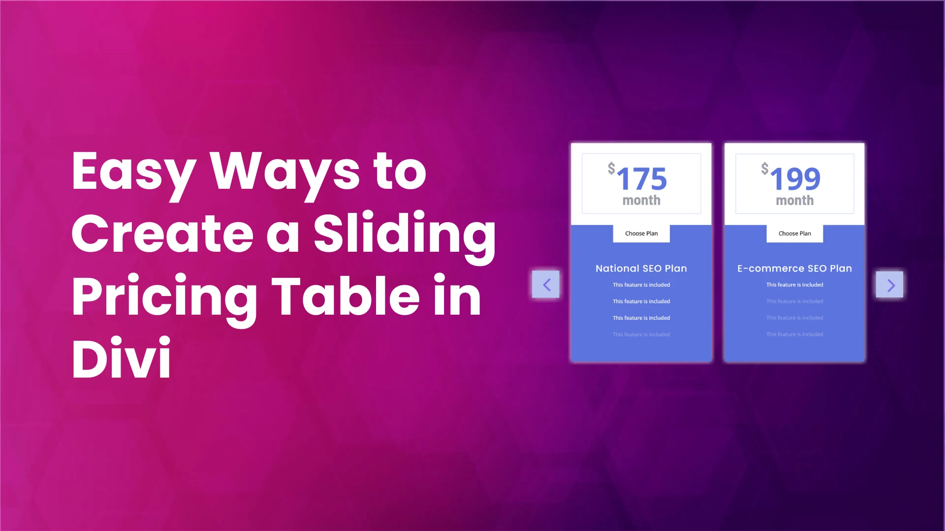 Create Divi pricing table with slider