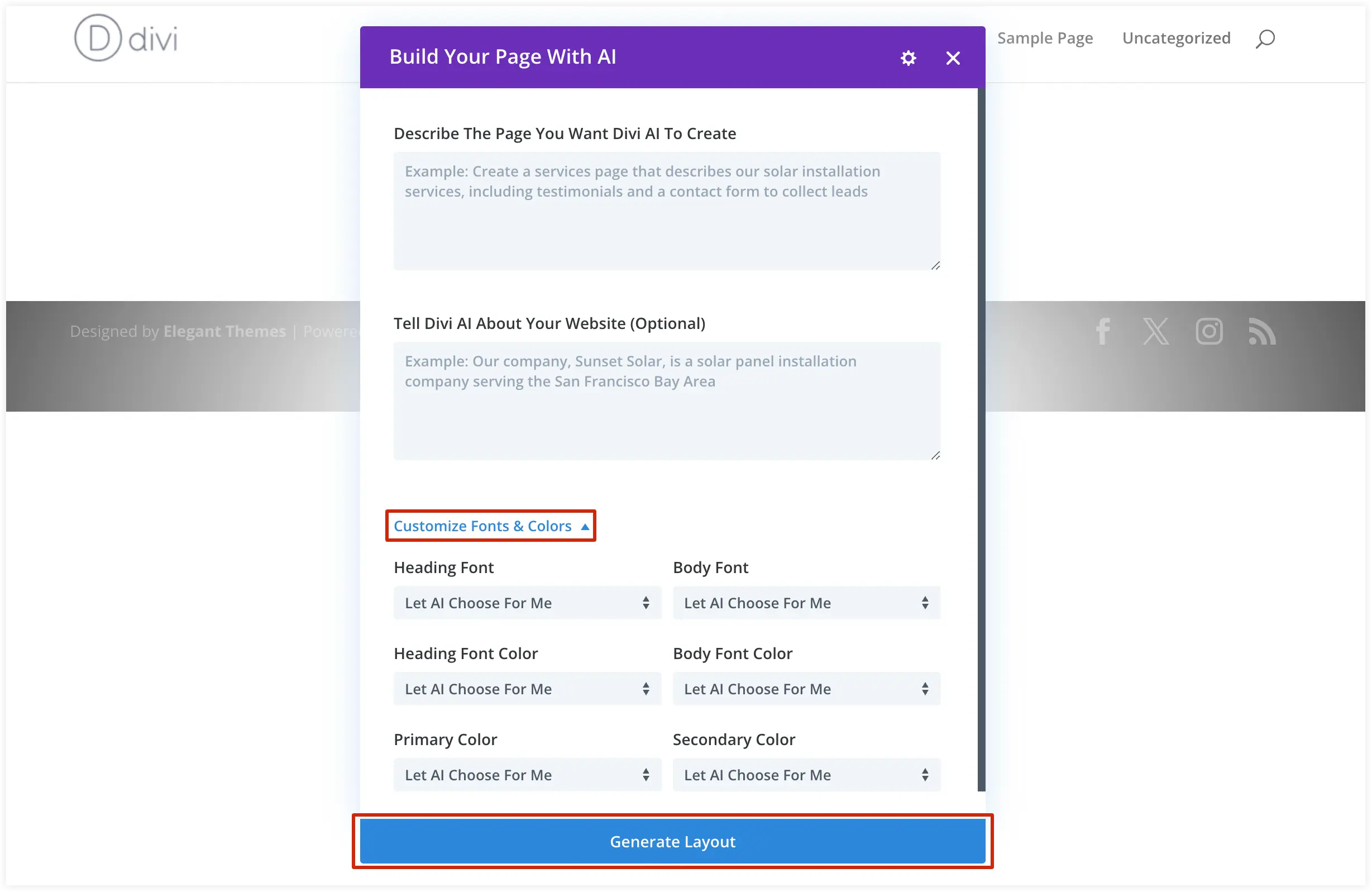 Customize Divi AI layout