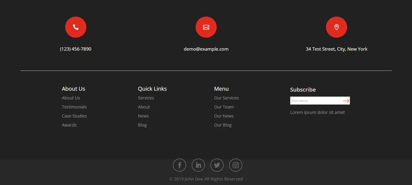 Divi footer layout 04