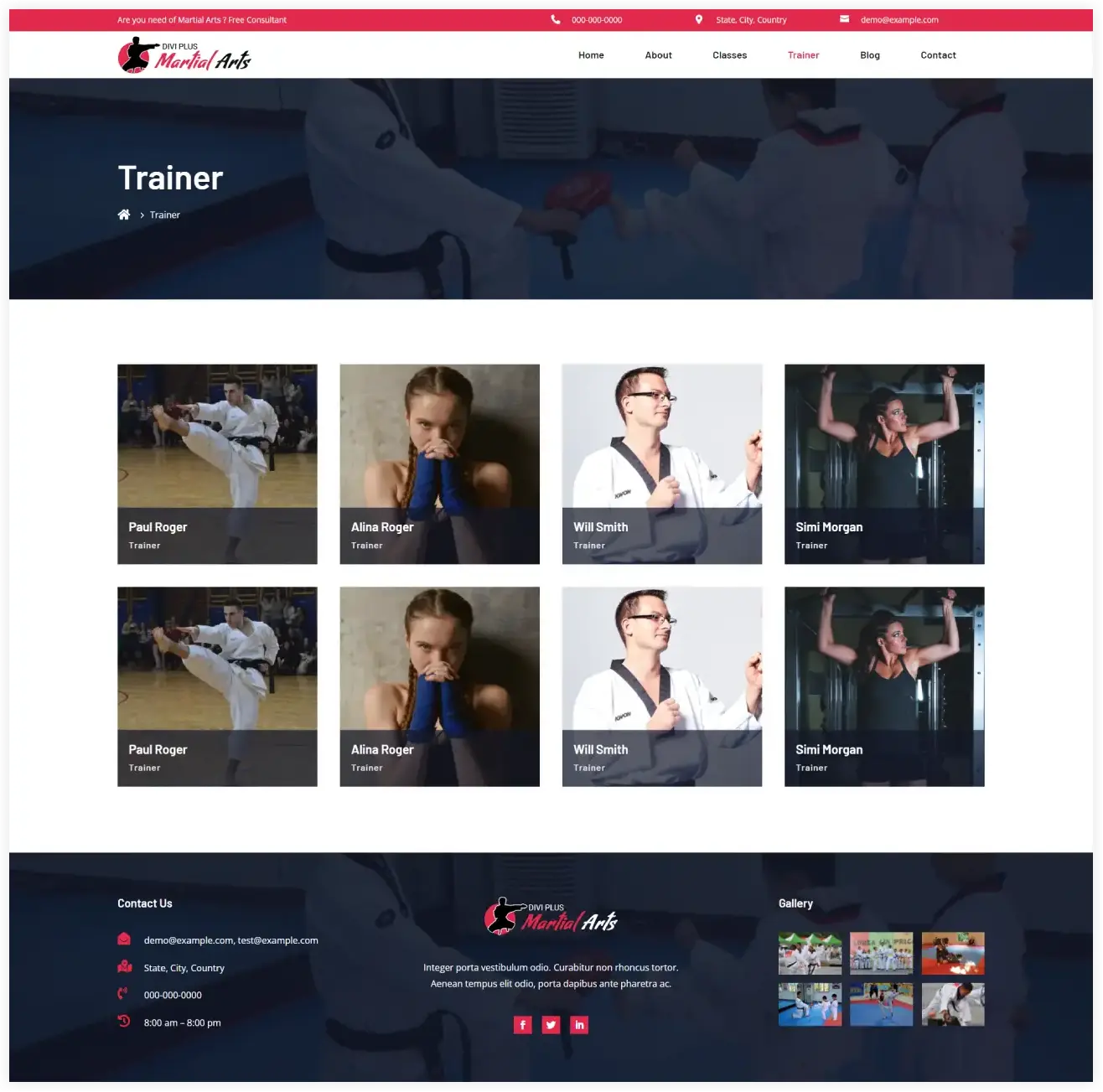 Martial art trainer layout