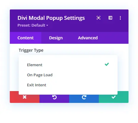 Divi modal popup trigger types