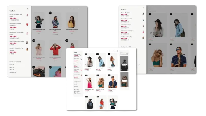 Divi off canvas shop page with popular products