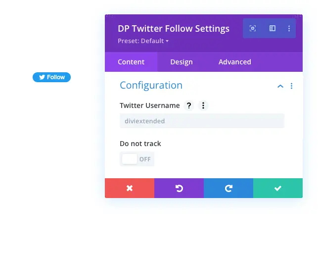 Divi Plus Twitter Follow button