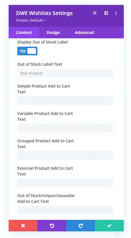 Divi Wishlist module for custom text