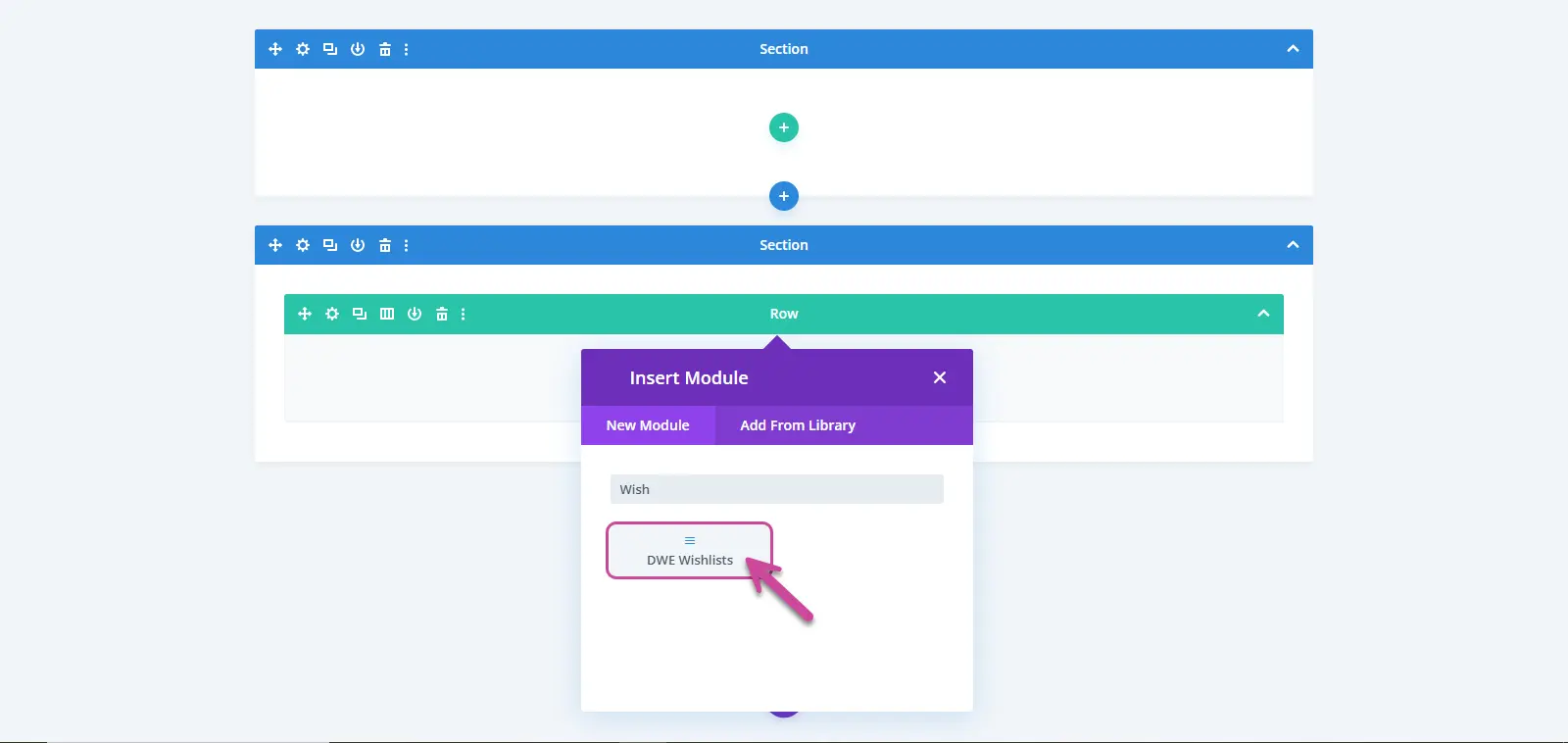 Divi wishlist module for wishlist page