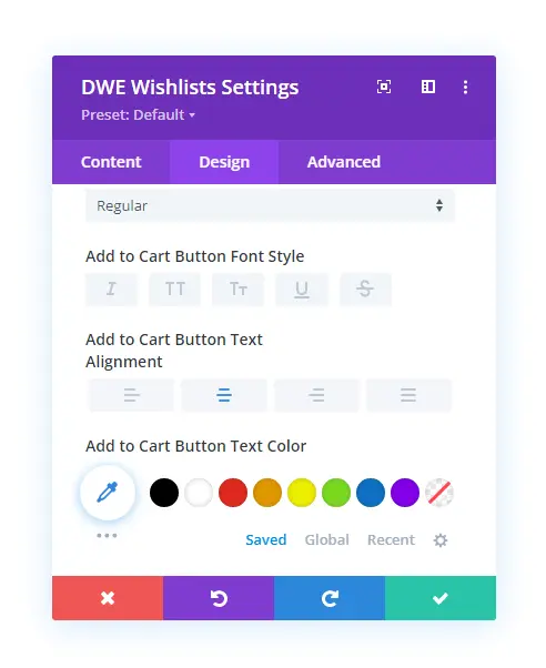 DWE wishlist add to cart settings