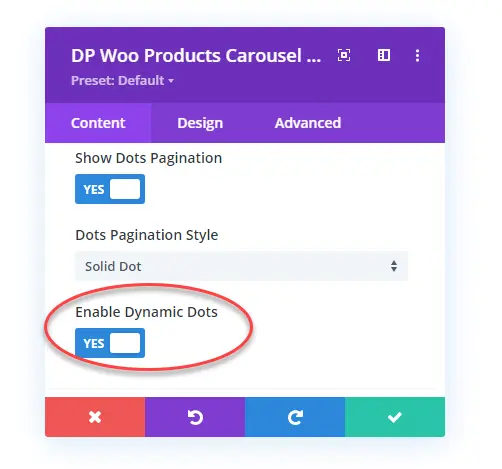 Dynamic pagination dots option in WooCommerce products carousel