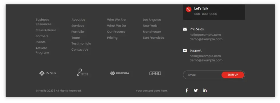 Email optin in footer layout for Divi