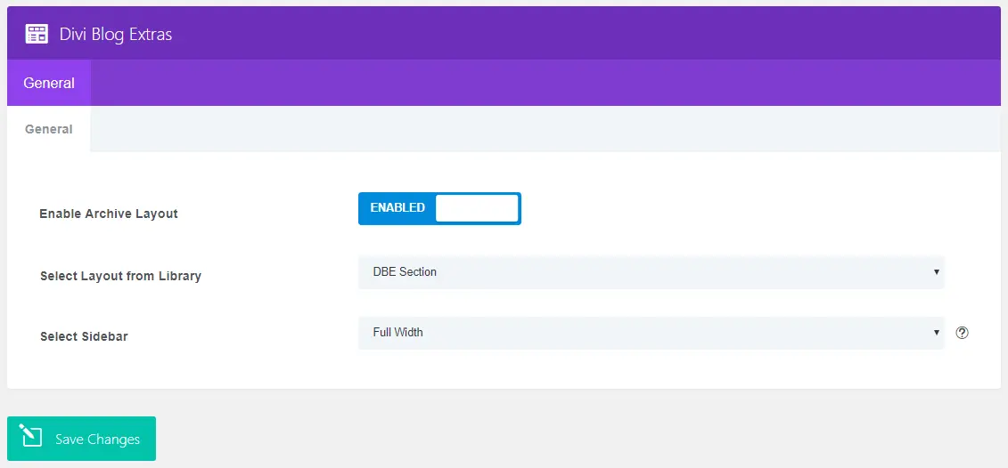 Enable archive layout option in Divi Blog Extras