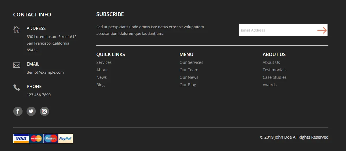 Free Divi footer layout 01