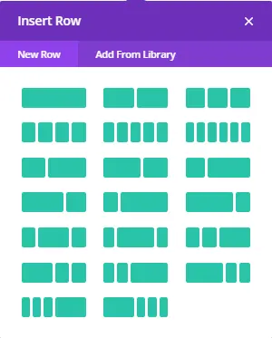 Insert row option in Divi builder