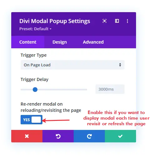 On page load modal trigger option