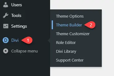 opening Divi theme builder