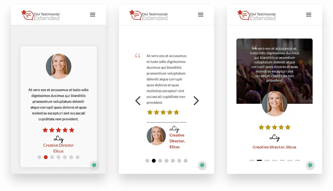 Responsive Divi testimonial layouts