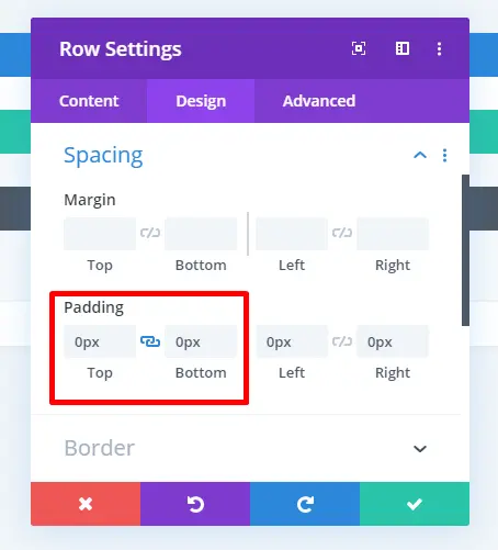 Row settings in Divi