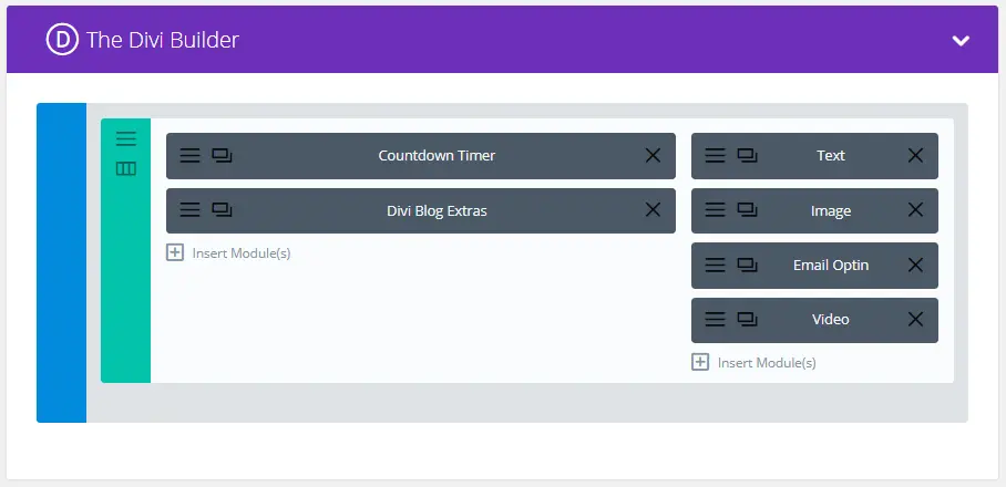 Rows saved in Divi library