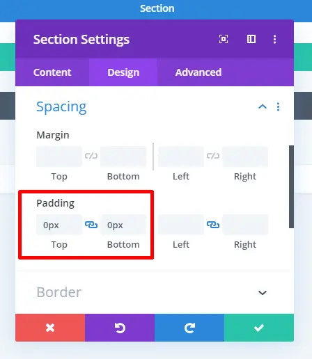Section settings in Divi