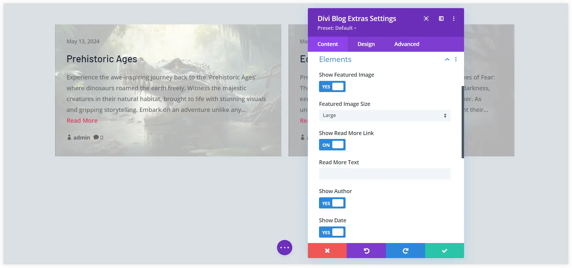 Divi custom post slider featured image