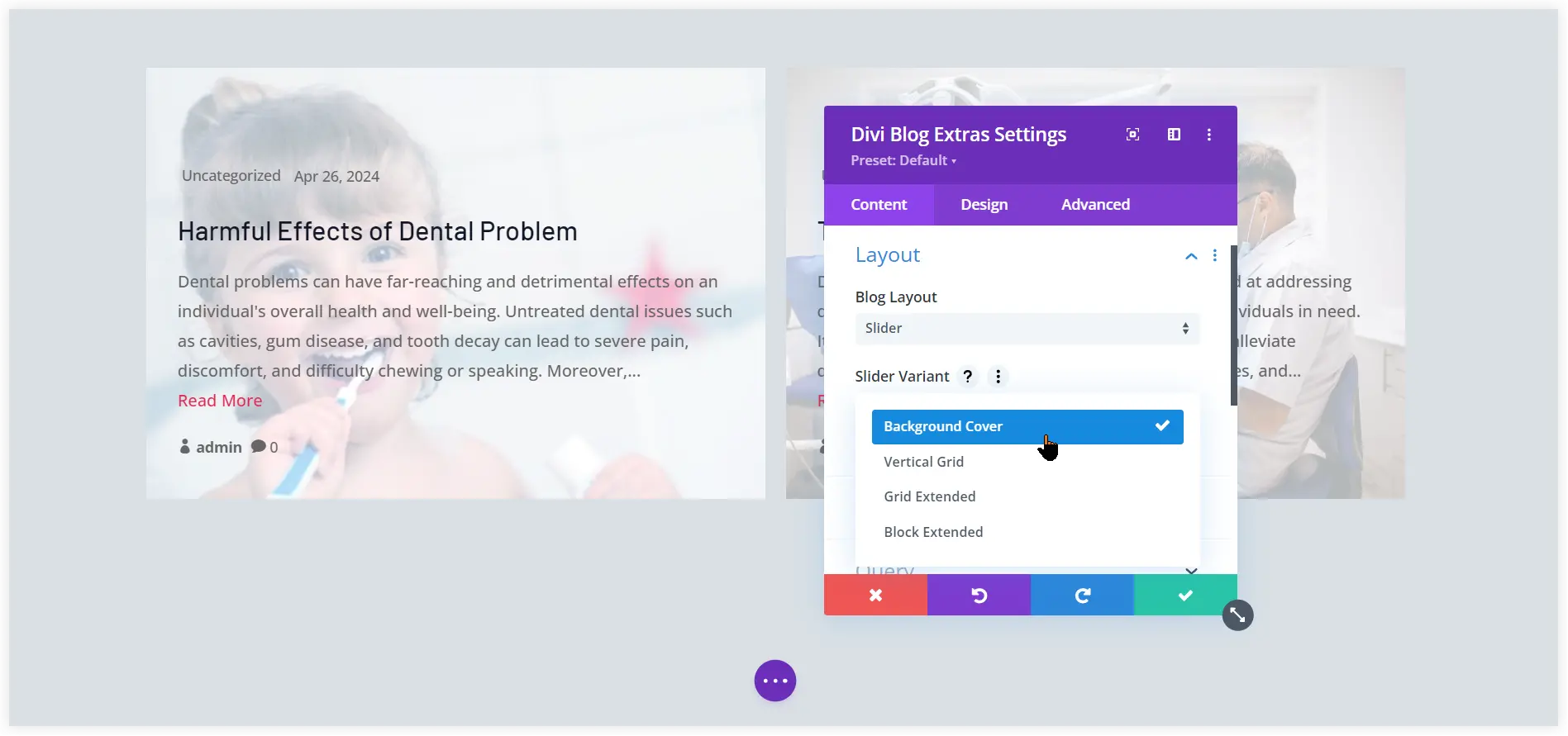 Divi custom post type slider style