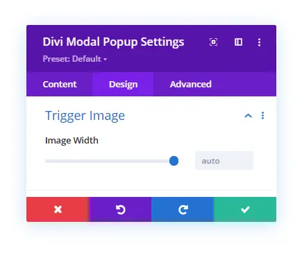 Trigger image controls in the design tab