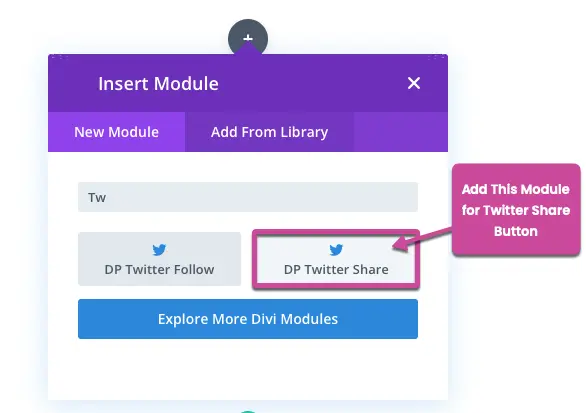 Twitter share module of Divi Plus