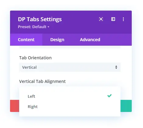 Vertical tab alignment options