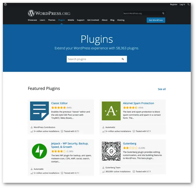 WordPress repository for plugins