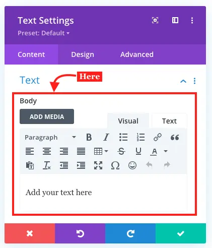 Add your text over image in Divi