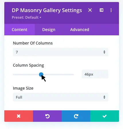 Adding column spacing in the masonry gallery