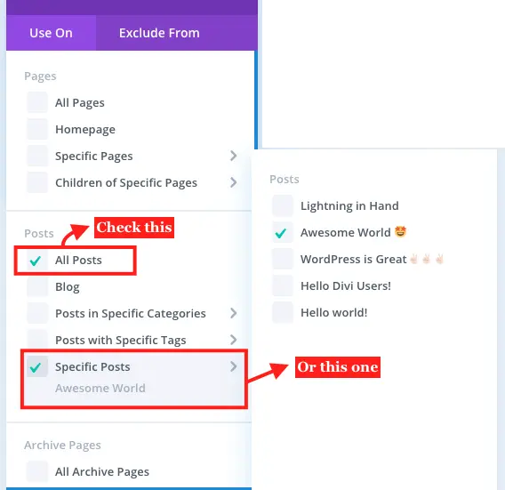 Assign post layout to posts