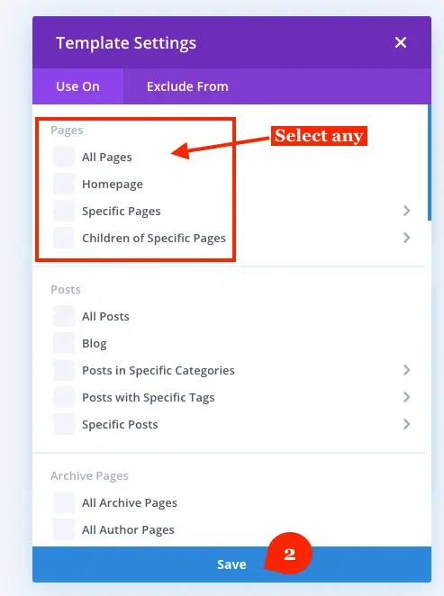 Assign the template to a page