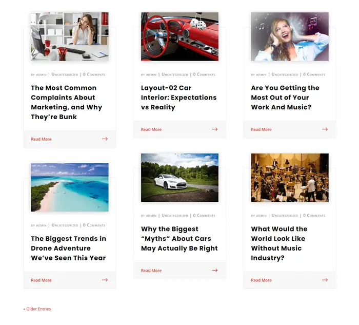 Blog layouts of Divi Layouts Extended