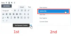 Choose author bio in dynamic content