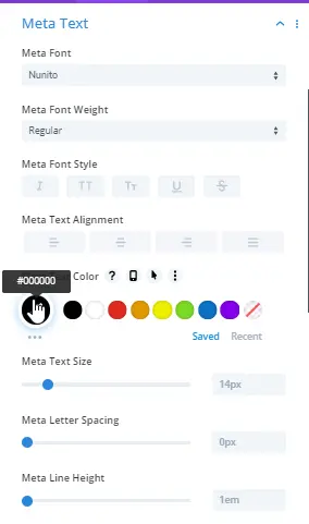 Comments module meta text settings