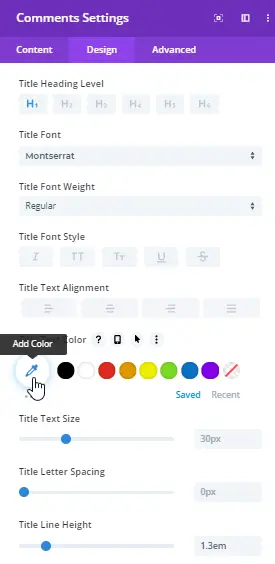 Comments module title text settings