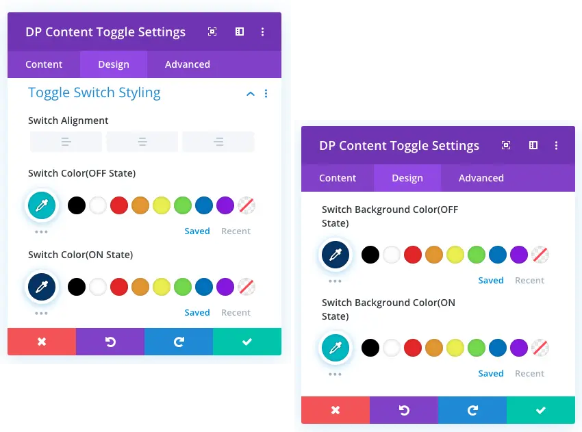 Content toggle switch styling