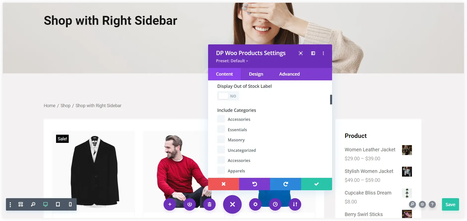 Customize Divi Ecommerce shop page page layout