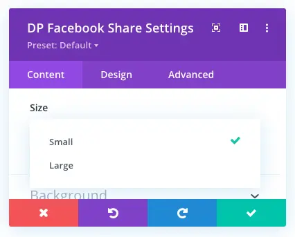 Defining share button size