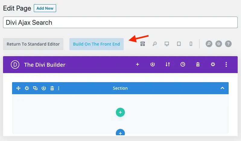 Divi Ajax Search build on the front end
