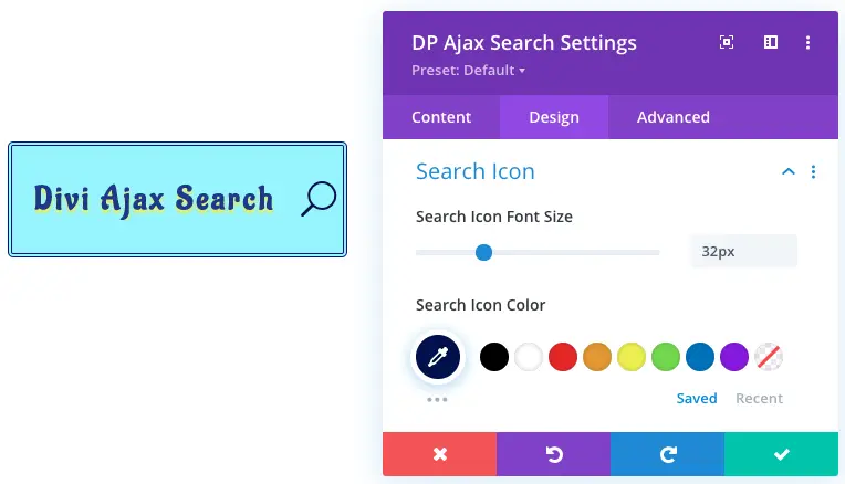 Divi Ajax Search icon styling