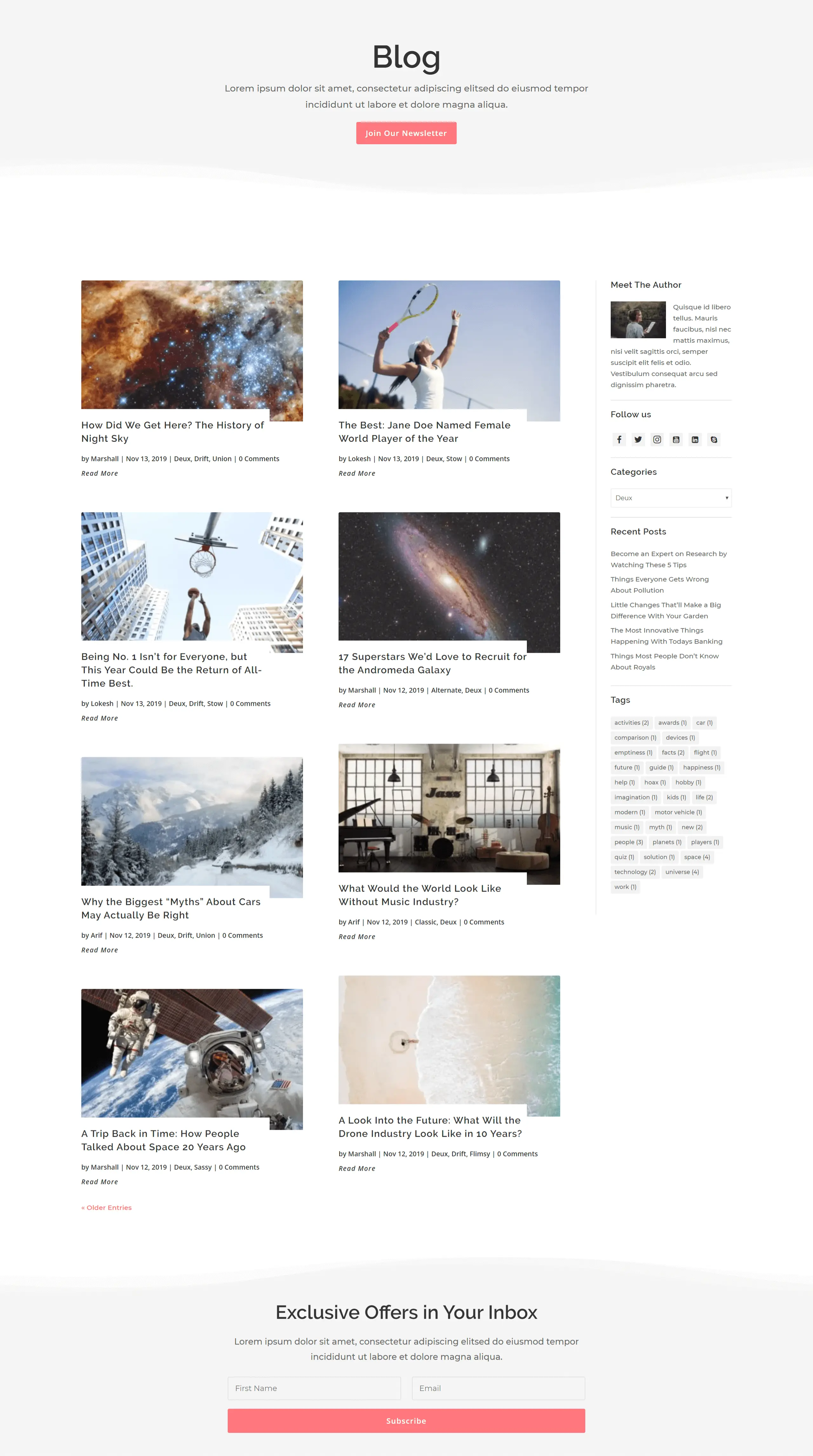 Divi blog grid layout