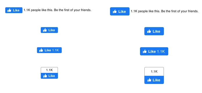 Divi Facebook like button in both small and large size