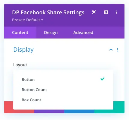 Divi Facebook share button layouts