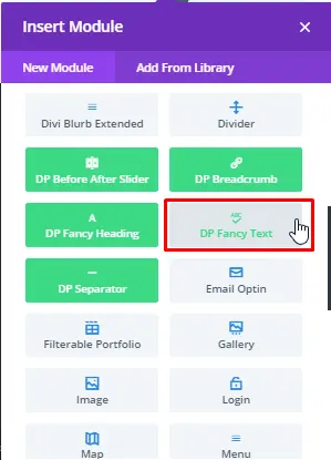 Divi fancy text module