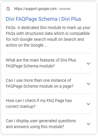 Divi FAQPage Schema